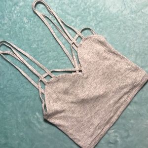 Gray Crop Top Tank Sleeveless Ribbed Bralet